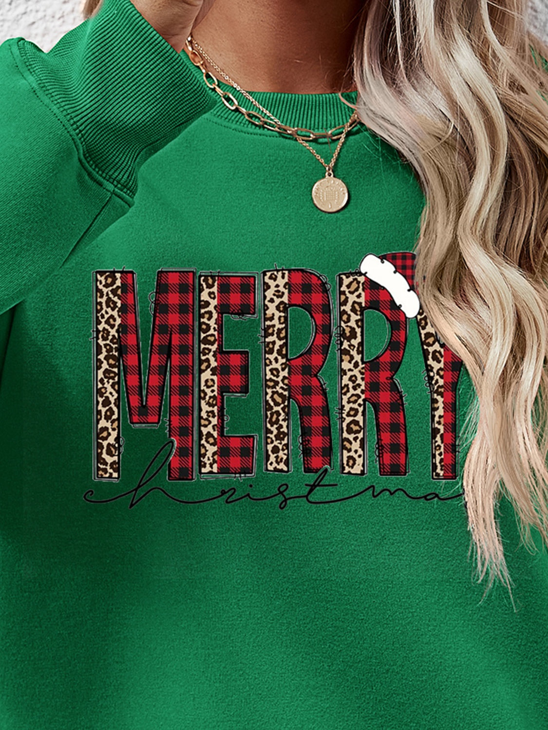 MERRY CHRISTMAS Round Neck Long Sleeve Sweatshirt-Jewearrings