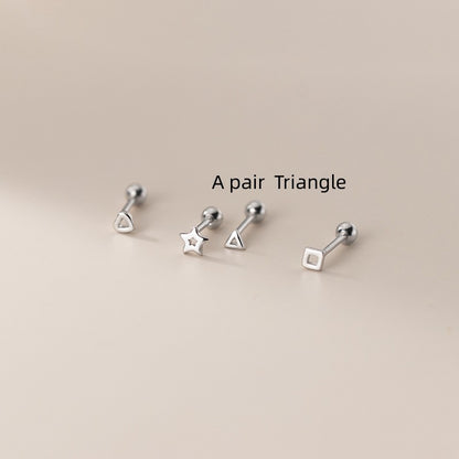 Women's Simple Hollow Stars Square Triangle S925 Silver Stud Earrings-Jewearrings