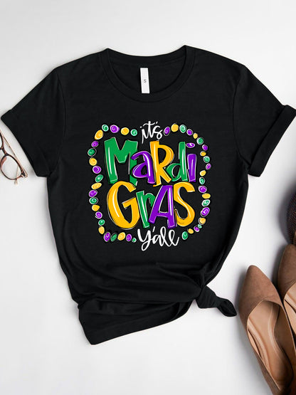 IT'S MARDI GRAS Y'ALL Round Neck T-Shirt-Jewearrings