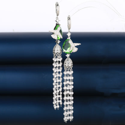 Pearl Tassel Long Earrings Female-Jewearrings