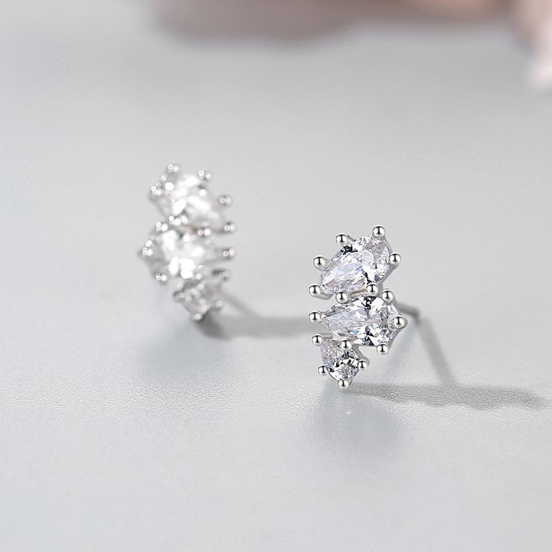 925 Sterling Silver Drop Earrings With Diamonds-Jewearrings