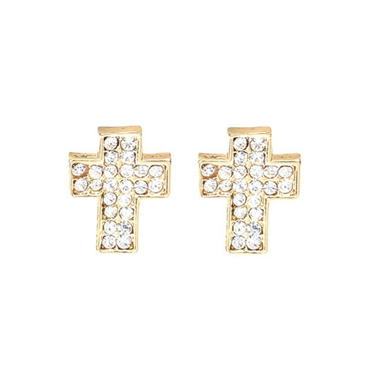 Silver Cross Gentleman's Stud Earrings Petite Mini-Jewearrings