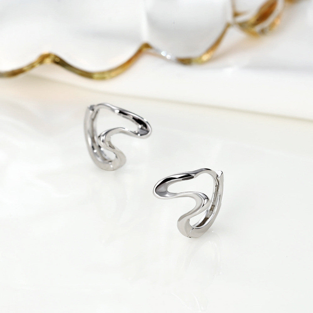 Small Design Jewelry Sterling Silver Irregular Earrings-Jewearrings