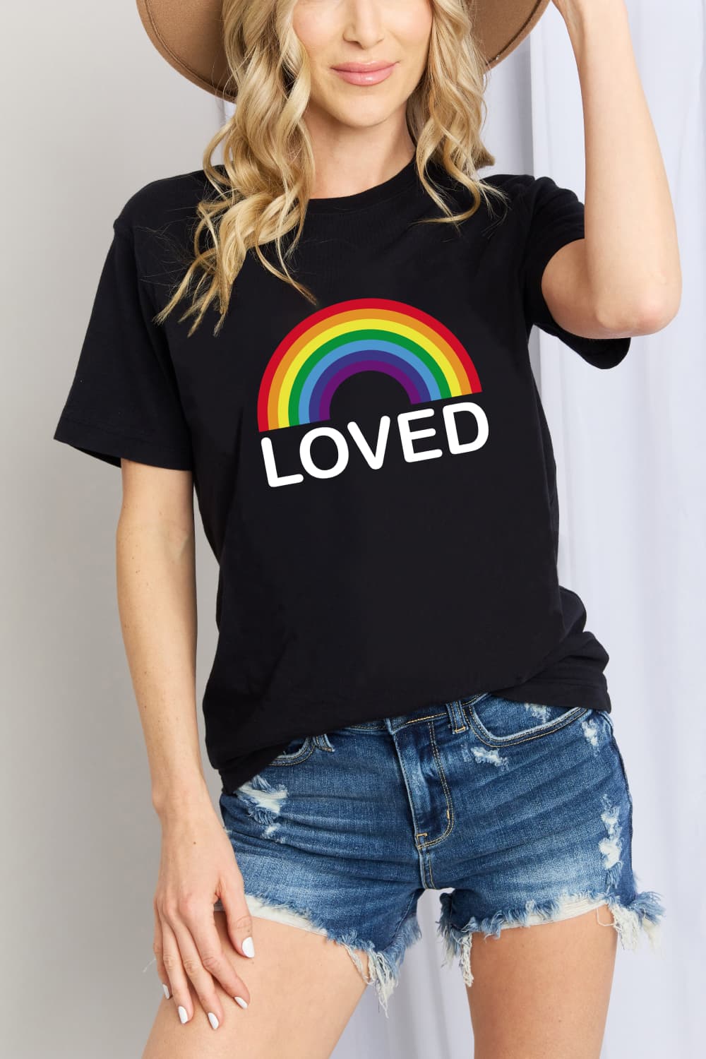 Simply Love LOVED Graphic Cotton T-Shirt-Jewearrings