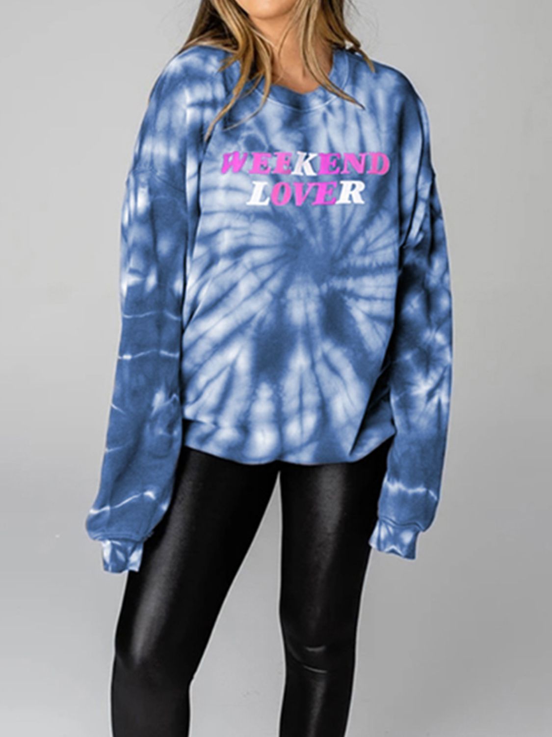 WEEKEND LOVER Graphic Tie-Dye Sweatshirt-Jewearrings