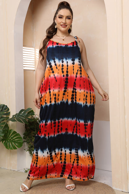 Plus Size Tie-Shoulder Maxi Dress-Jewearrings