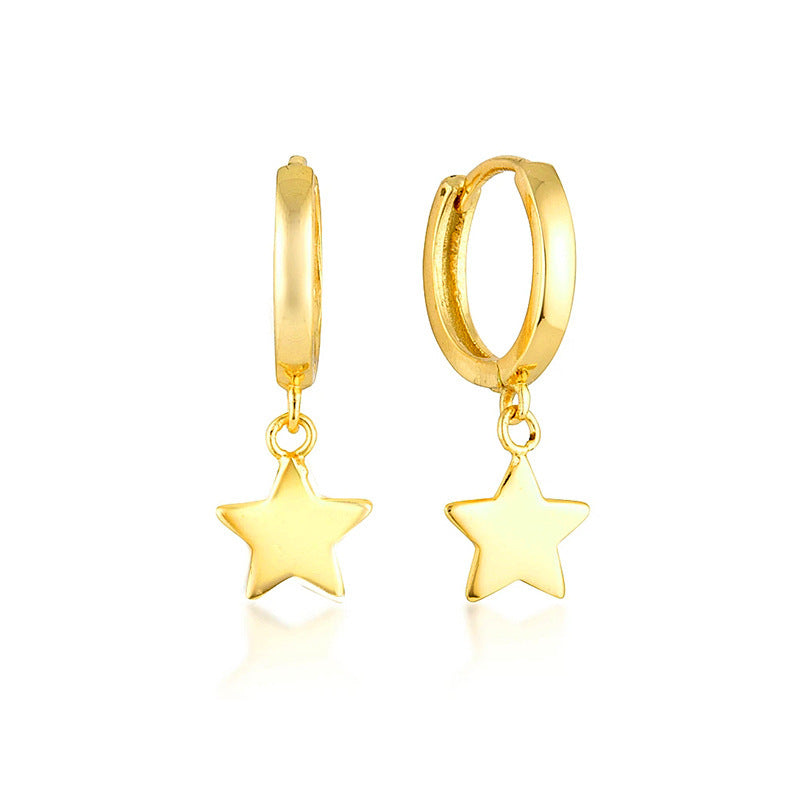 Sterling Silver Needle Fashionable And Elegant Five Pointed Star Earrings-Jewearrings