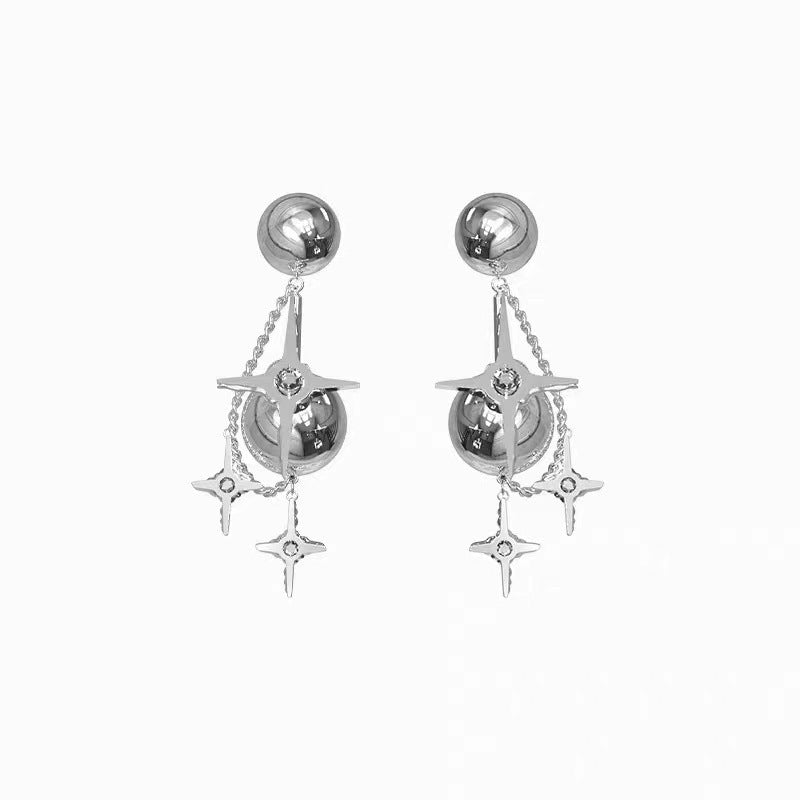 Star Tassel Earrings Cross Heart Metal Ball Pendant-Jewearrings