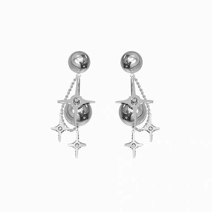 Star Tassel Earrings Cross Heart Metal Ball Pendant-Jewearrings