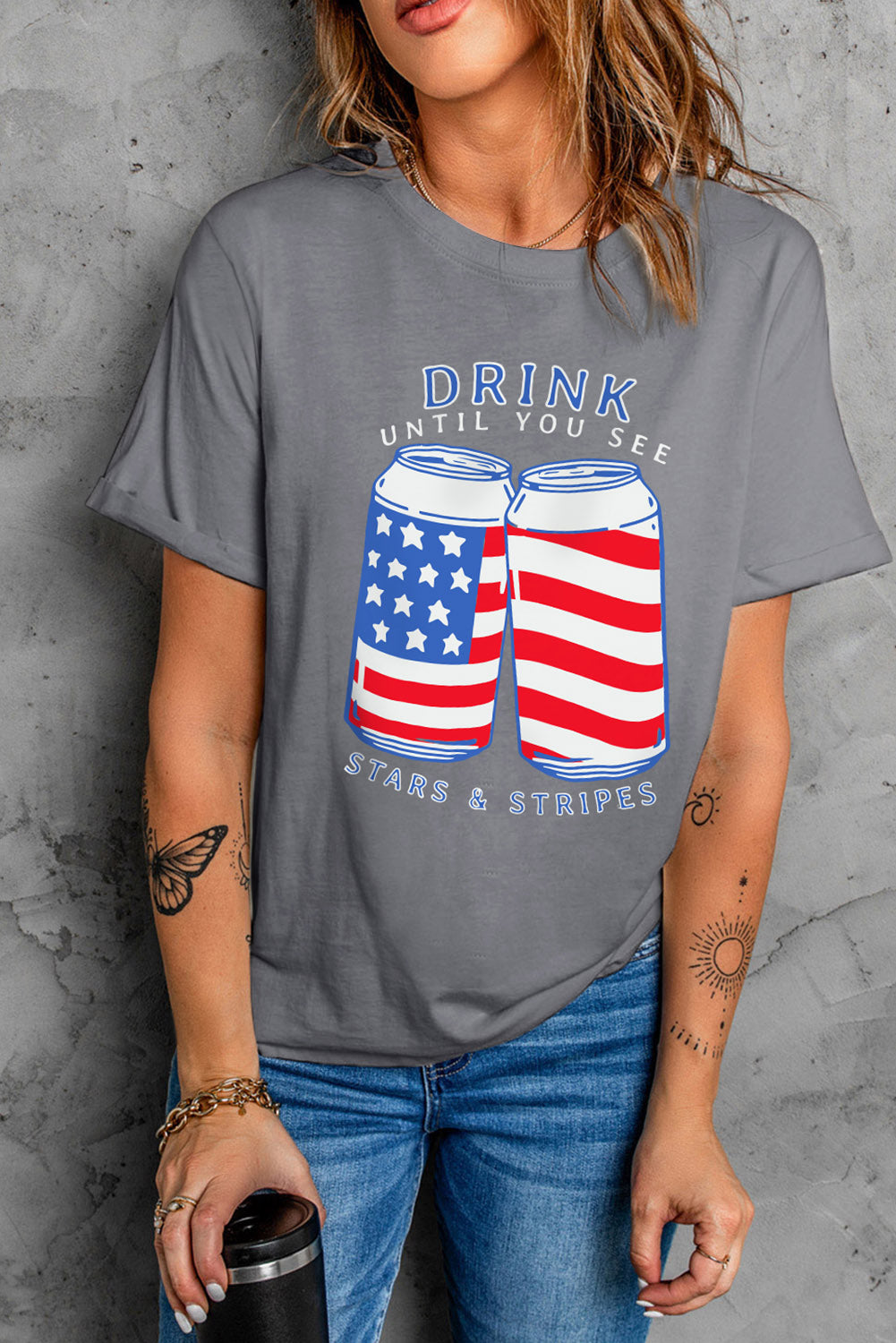 US Flag Graphic Short Sleeve Tee-Jewearrings