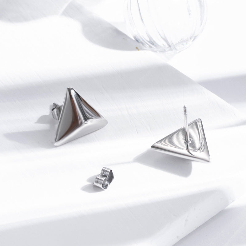 Women's Metal Triangle Stainless Steel Simple Fashion Hundred Stud Earrings-Jewearrings