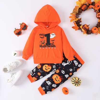 BOO Graphic Long Sleeve Hoodie and Printed Pants Set-Jewearrings