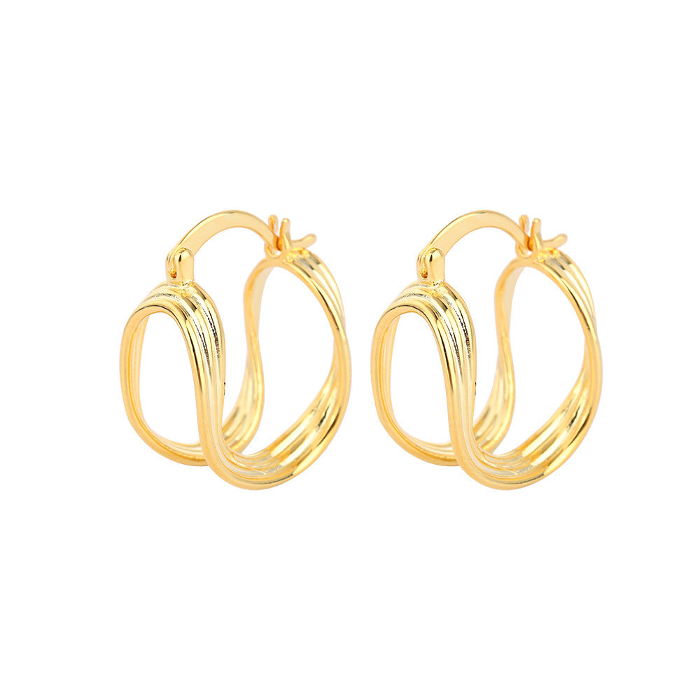 Three-layer Lines Ear Clip High-grade Light Luxury Geometric Simple Ins Earrings-Jewearrings