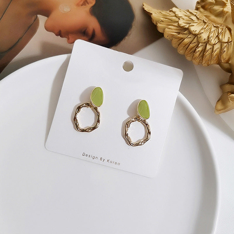 Silver Needle Studs Circle Simple Temperament Earrings-Jewearrings