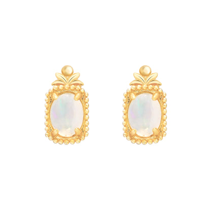 14K Silver Plated African Opal Earrings-Jewearrings