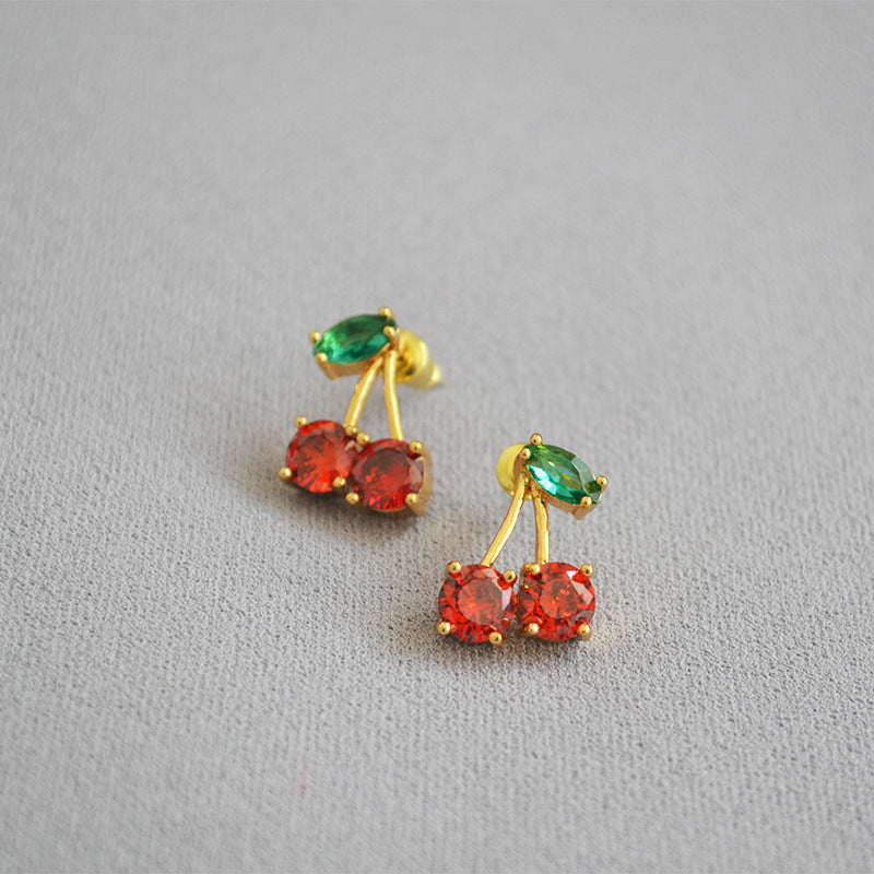 Women's Temperament Wild Cherry-shaped Copper-plated Gold Earrings-Jewearrings