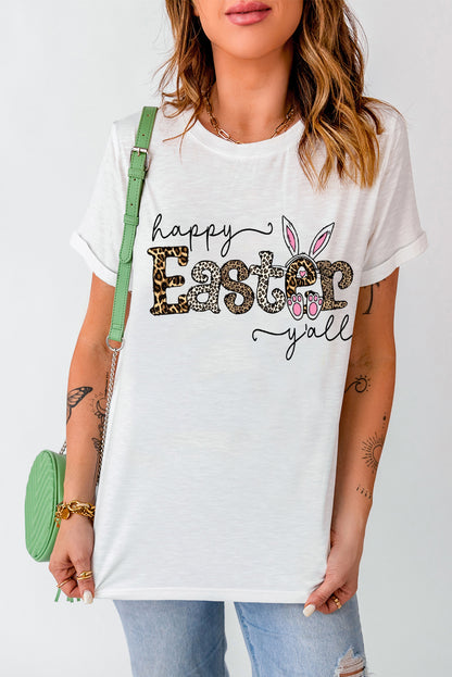 HAPPY EASTER Y'ALL Graphic Round Neck Tee-Jewearrings