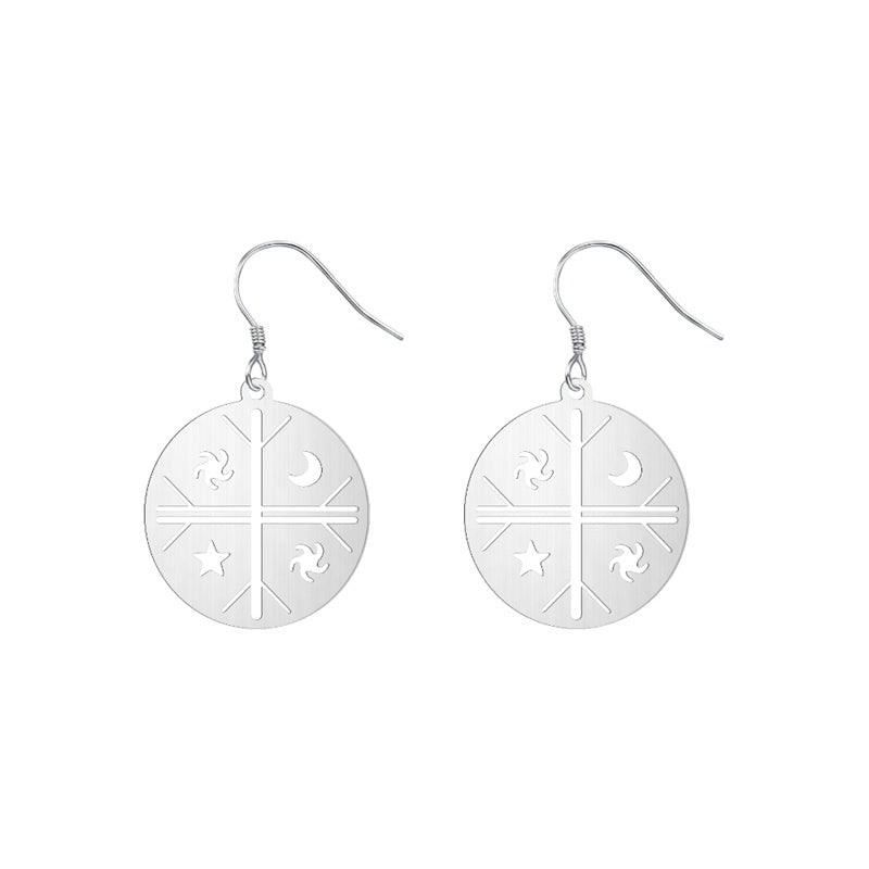 Occult Symbol Dangle Earrings Silver Plated Stainless Steel Geometric Earrings For Women Viking Jewelry-Jewearrings