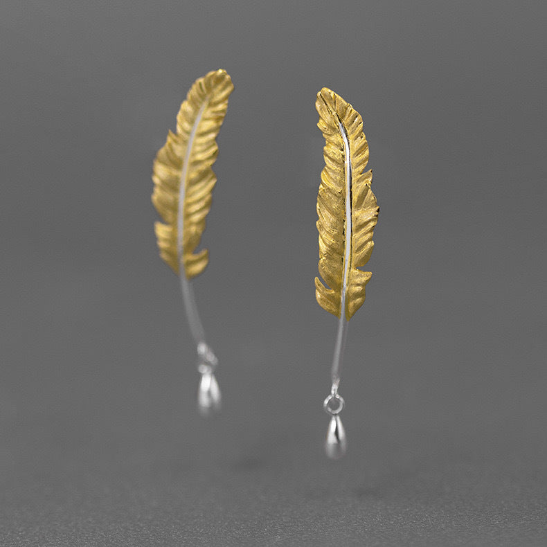 Feather S925 Sterling Silver Earrings-Jewearrings