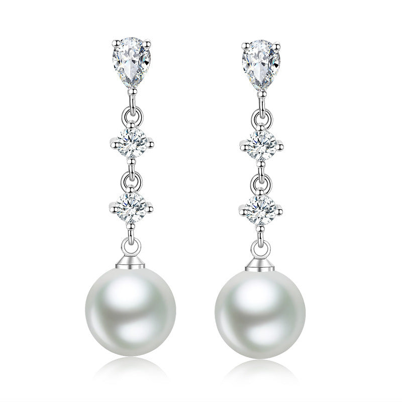 Women's Fashion Temperament Long Pearl Stud Earrings-Jewearrings