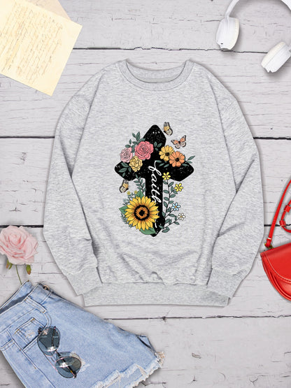 Graphic Round Neck Dropped Shoulder Sweatshirt-Jewearrings