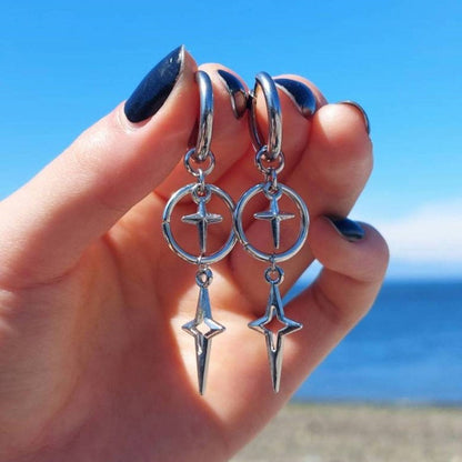 New Star Cross Cute Pendant Earrings-Jewearrings