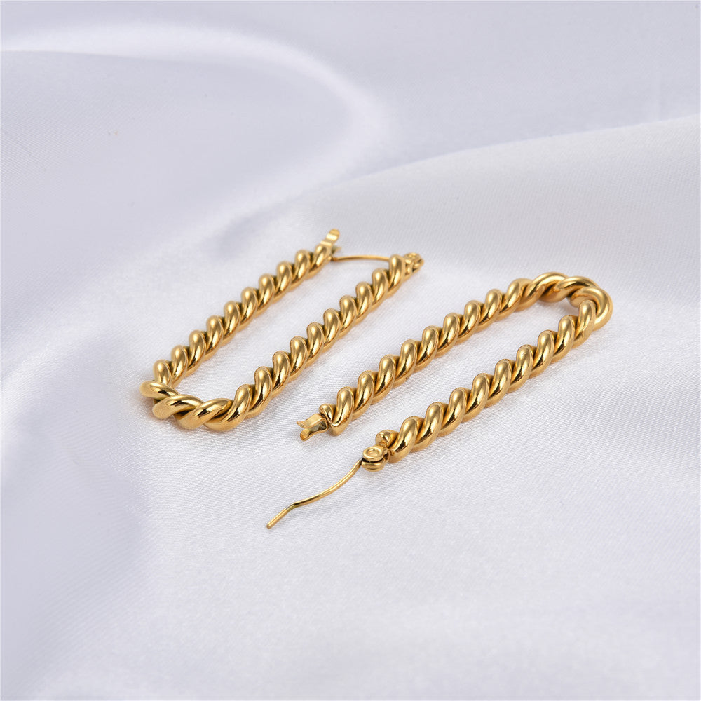 Twisted 18K Gold Electroplated Stud Earrings Twist-Jewearrings