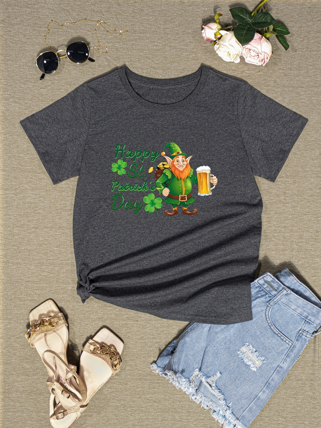 HAPPY ST. PATRICK'S DAY Round Neck T-Shirt-Jewearrings