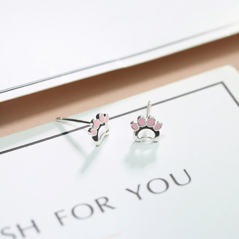 Korean Style Simple Sterling Silver Cute Cat Claw Earrings-Jewearrings