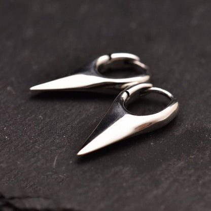 925 Sterling Silver Solid Earrings Argent Pur Shark Tooth Ear Clip-Jewearrings