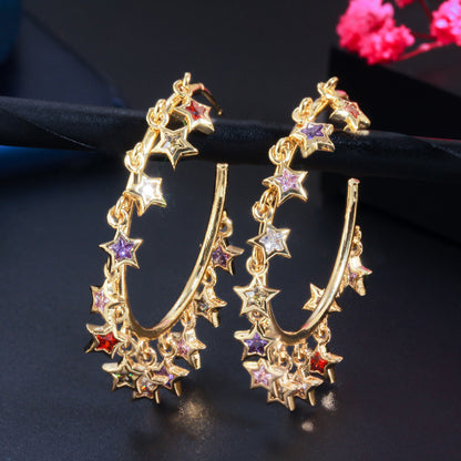 Ladies Celebrity Tassel Hoop Earrings-Jewearrings