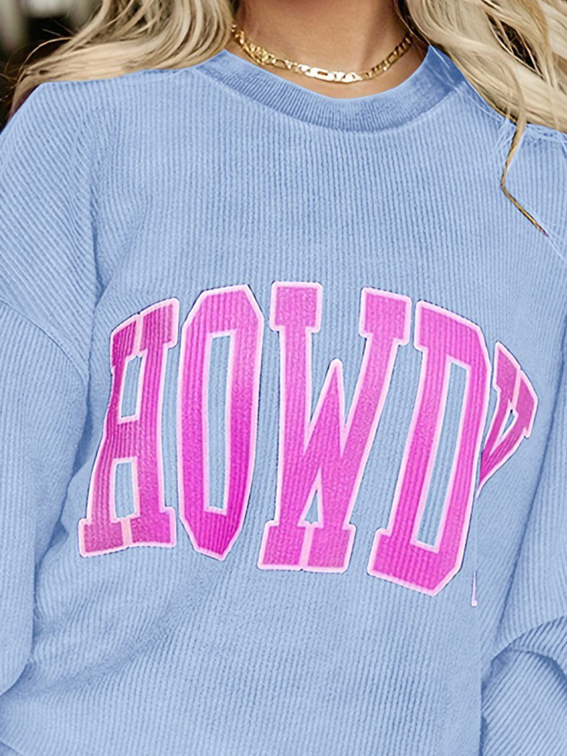 Full Size HOWDY Graphic Round Neck Sweatshirt-Jewearrings