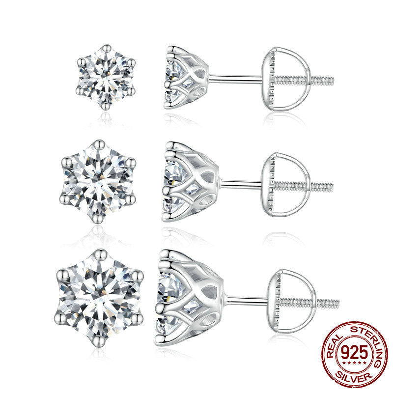 Fashion Six-claw Moissanite Stud Earrings-Jewearrings