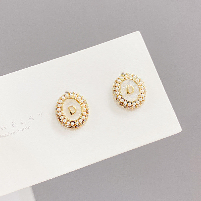 Pearl S925 Silver Needle Stud Earrings Korean Temperament Earrings-Jewearrings