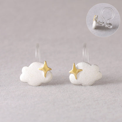 S925 Sterling Silver Star Cloud Stud Earrings-Jewearrings