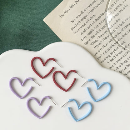 Women's Heart Painted Silver Stud Earrings-Jewearrings