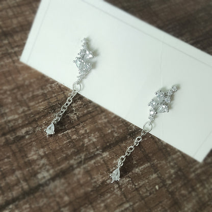 925 Silver Stud Earrings Simple Fashion Smart Water Drop Branches And Leaves-Jewearrings