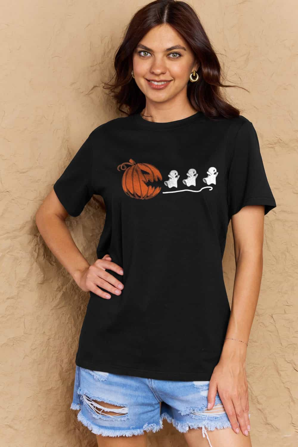 Simply Love Full Size Jack-O'-Lantern Graphic Cotton T-Shirt-Jewearrings