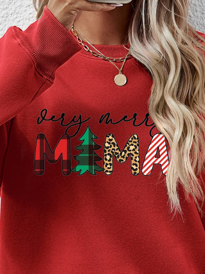 Letter Graphic Round Neck Long Sleeve Sweatshirt-Jewearrings