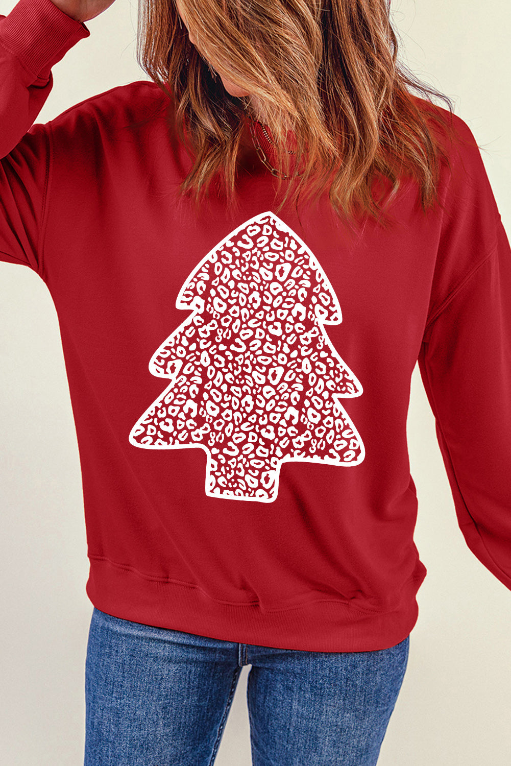 Christmas Tree Graphic Round Neck Sweatshirt-Jewearrings