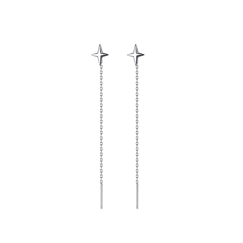 Two Wear Ear Line Sterling Silver Stud Female Mini Silver Earrings-Jewearrings