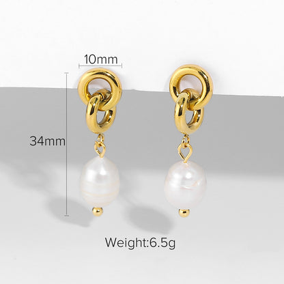 Women's Fashion Gold-plated Stainless Steel Chain Drop Earrings-Jewearrings