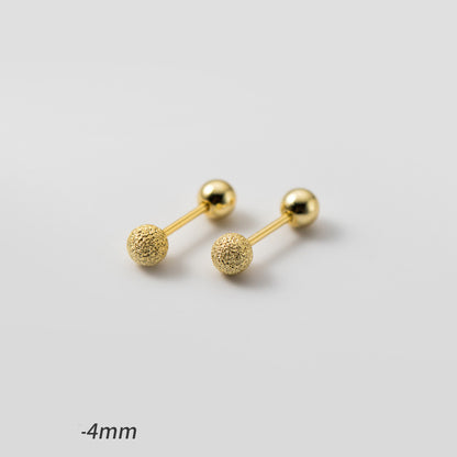 Silver Simple Frosted Thread Bead Stud Earrings For Women-Jewearrings