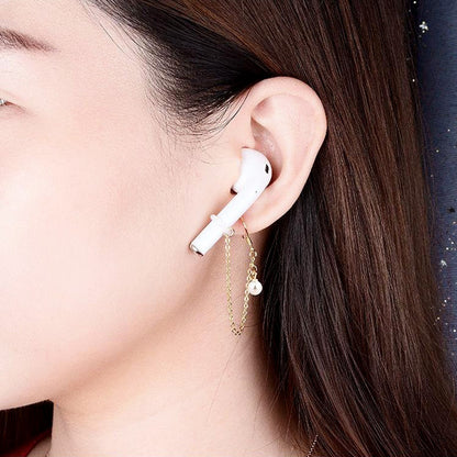 Star Pearl Charms Airpods Anti-Lost Chains Earphone Holder Clip Earrings For Women-Jewearrings