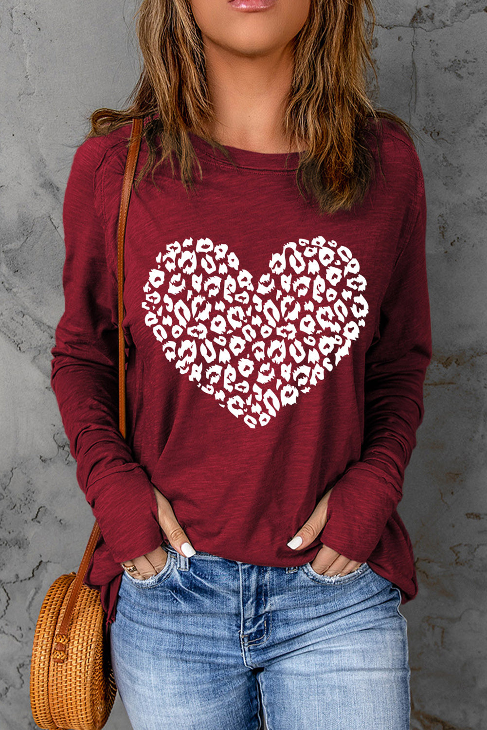 Heart Graphic Round Neck Long Sleeve T-Shirt-Jewearrings