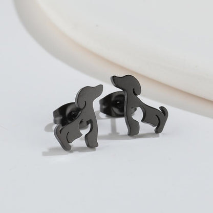 Women's Stainless Steel Cute Cartoon Puppy Stud Earrings-Jewearrings