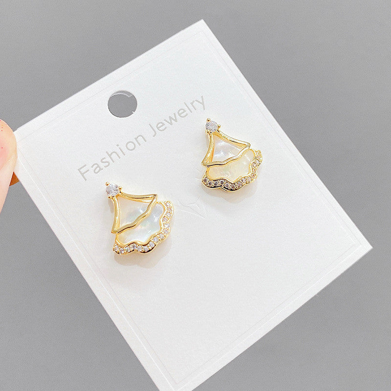 Light Luxury Geometric Earrings Small Skirt S925 Silver Needle Shell-Jewearrings