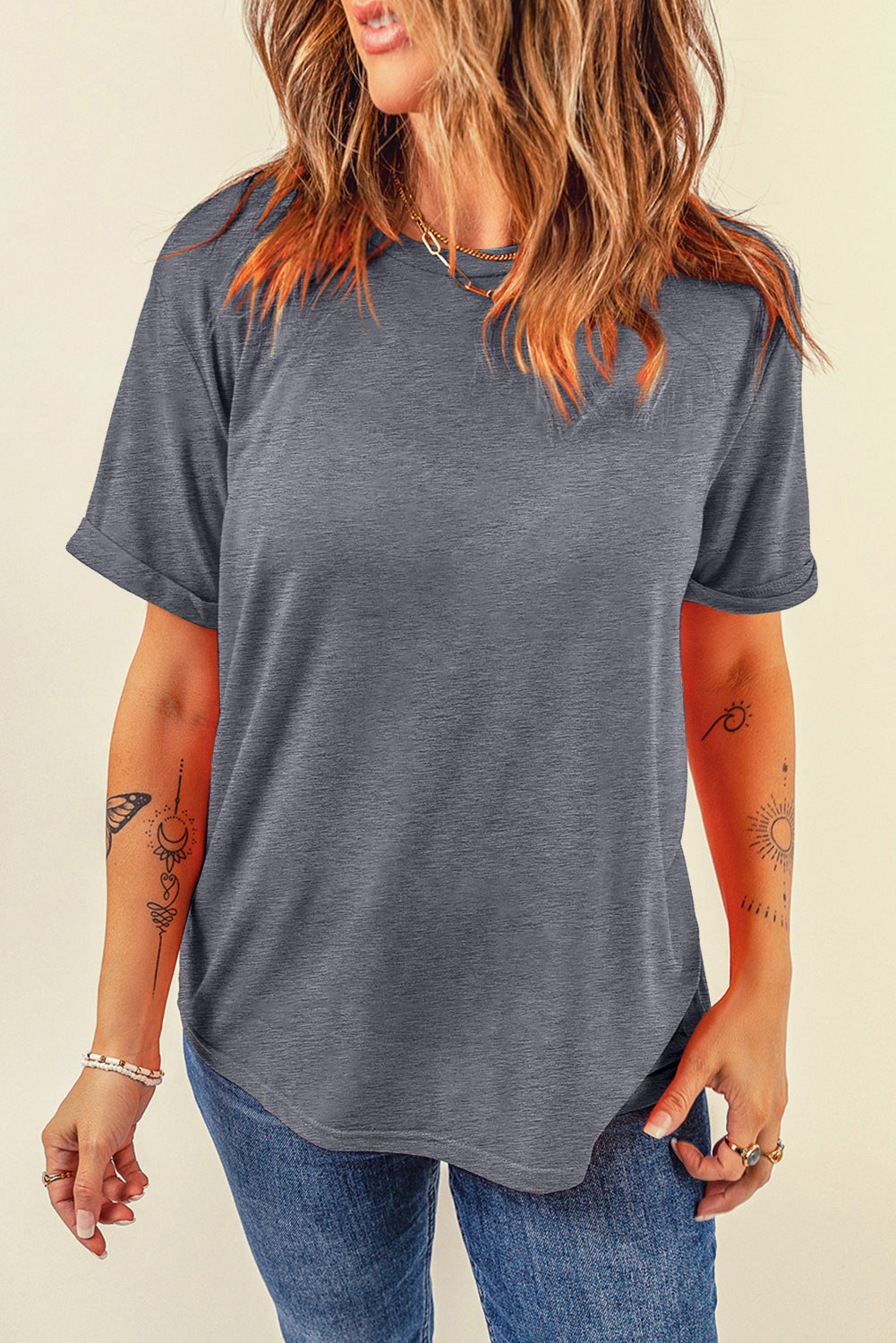 Round Neck Short Sleeve T-Shirt-Jewearrings