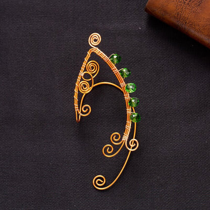 New Non-piercing Ear Clip Ear Hanging Elf Earrings Amazon AliExpress Vintage Green-Jewearrings