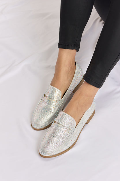 Forever Link Rhinestone Point Toe Loafers-Jewearrings